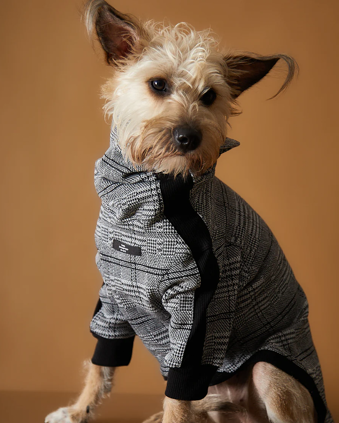 Plaid Black and White Jaqcuard Turtleneck Sweater YVES