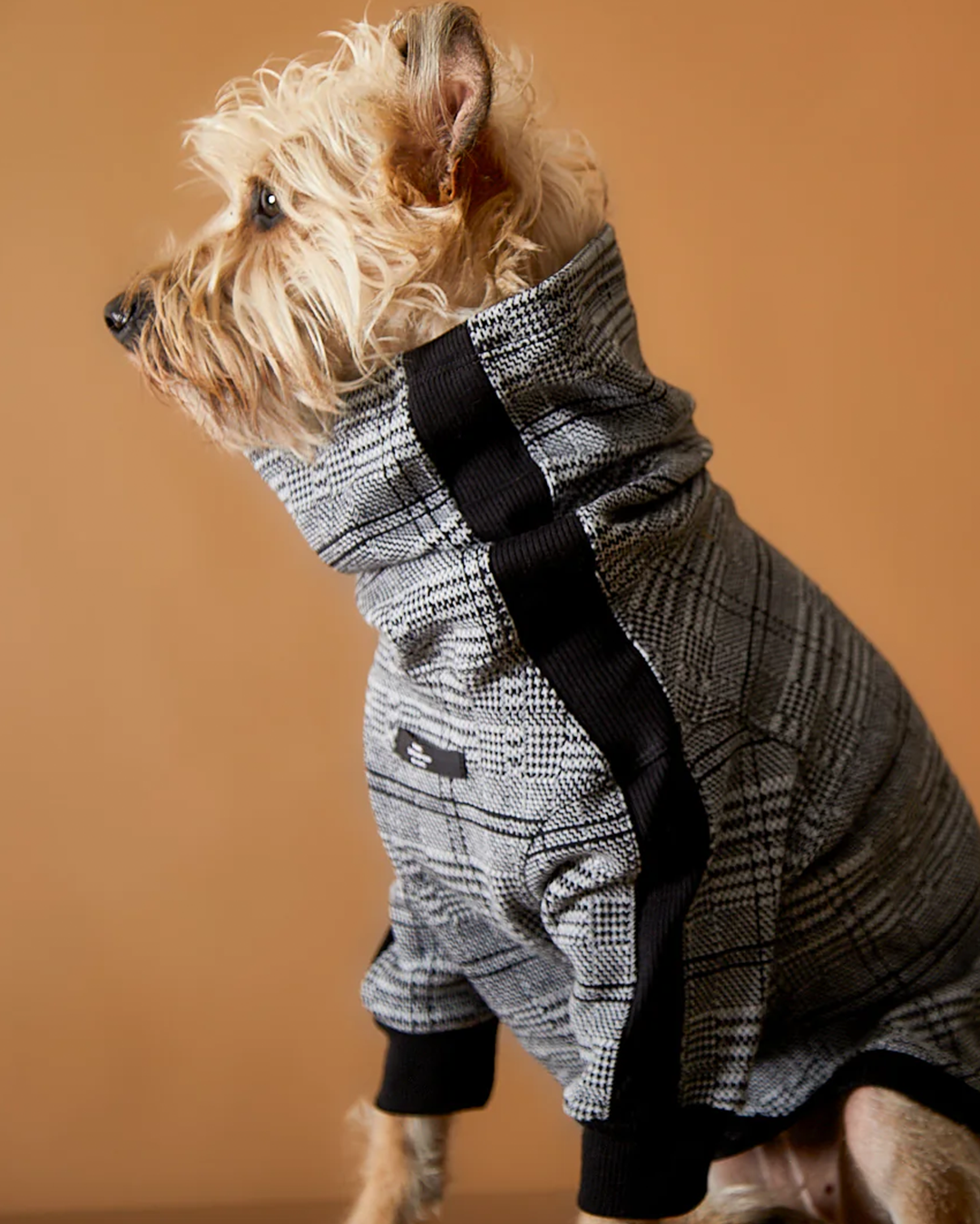 Plaid Black and White Jaqcuard Turtleneck Sweater YVES